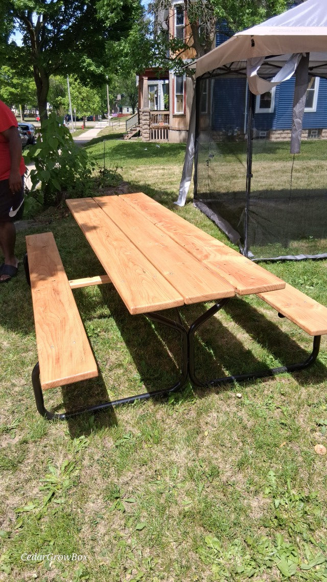 Handcrafted 10-Foot Pine Picnic Table with Powder Coated Steel Frame