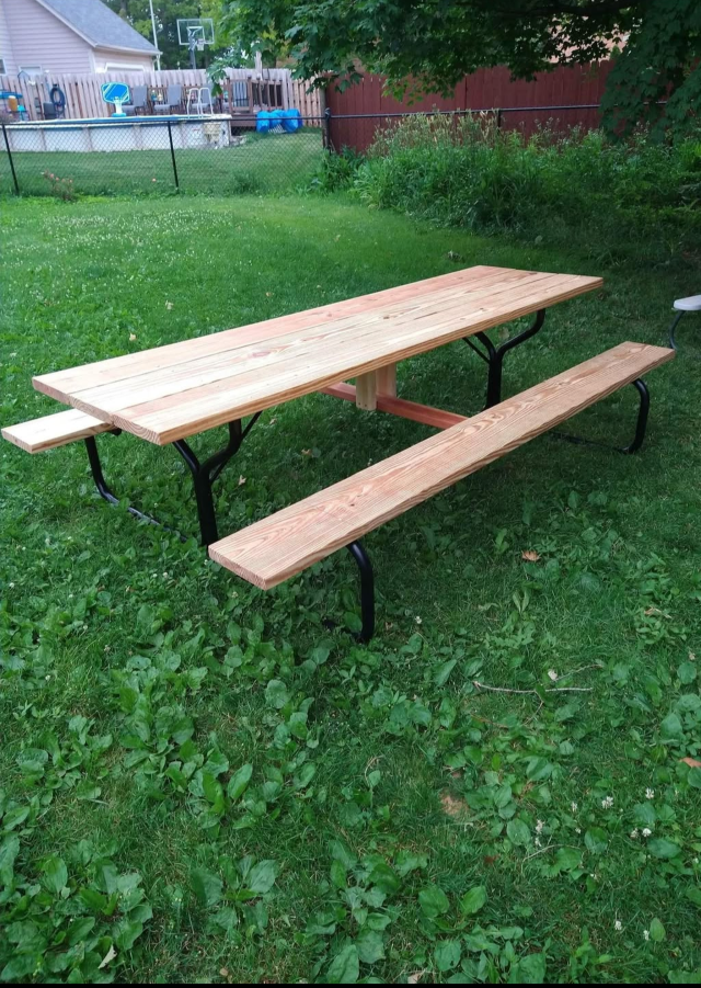 Handcrafted 10-Foot Pine Picnic Table with Powder Coated Steel Frame